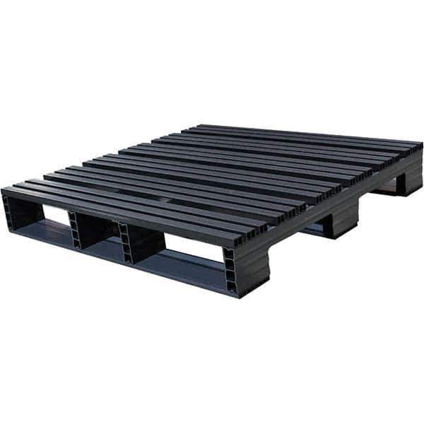Custom Built Plastic Pallets - 42" Long x 42" & Wide x 6-1/2" High Plastic Pallet - 1,500 Lb Static Capacity, 500 Lb Dynamic Capacity, Black - Apex Tool & Supply