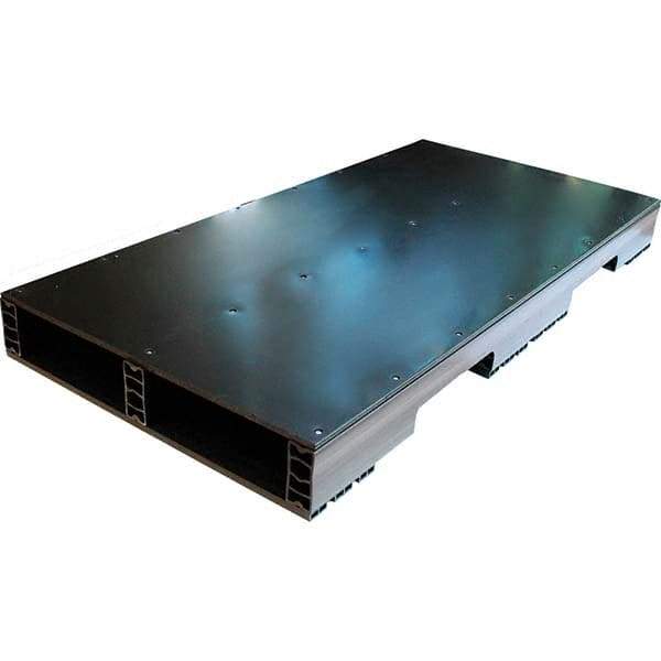 Custom Built Plastic Pallets - 48" Long x 24" & Wide x 4.4" High Plastic Pallet - 1,500 Lb Static Capacity, 500 Lb Dynamic Capacity, Black - Apex Tool & Supply