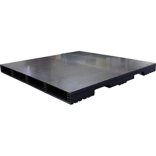 Custom Built Plastic Pallets - 60" Long x 60" & Wide x 4.4" High Plastic Pallet - 1,500 Lb Static Capacity, 500 Lb Dynamic Capacity, Black - Apex Tool & Supply