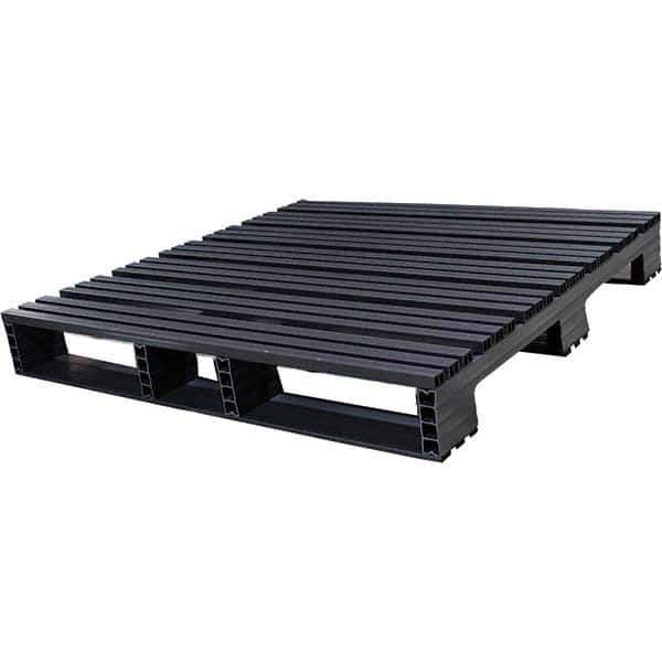 Custom Built Plastic Pallets - 48" Long x 48" & Wide x 6-1/2" High Plastic Pallet - 1,500 Lb Static Capacity, 500 Lb Dynamic Capacity, Black - Apex Tool & Supply