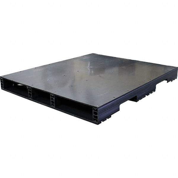 Custom Built Plastic Pallets - 48" Long x 40" & Wide x 4.4" High Plastic Pallet - 1,500 Lb Static Capacity, 500 Lb Dynamic Capacity, Black - Apex Tool & Supply