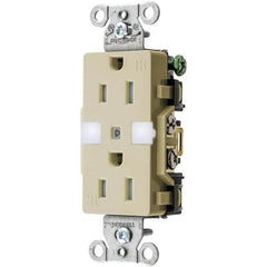 Hubbell Wiring Device-Kellems - 125V 15A NEMA 5-15R Commercial Grade Ivory Straight Blade Duplex Receptacle - Apex Tool & Supply