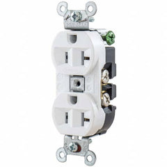 Hubbell Wiring Device-Kellems - 125V 20A NEMA 5-20R Industrial Grade White Straight Blade Duplex Receptacle - Apex Tool & Supply