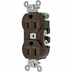 Hubbell Wiring Device-Kellems - 125V 15A NEMA 5-15R Industrial Grade Brown Straight Blade Duplex Receptacle - Apex Tool & Supply