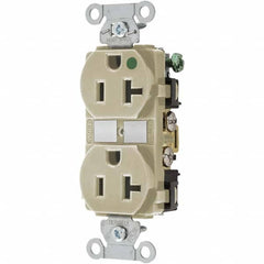 Hubbell Wiring Device-Kellems - 125V 20A NEMA 5-20R Hospital Grade Ivory Straight Blade Duplex Receptacle - Apex Tool & Supply