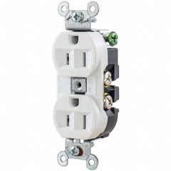 Hubbell Wiring Device-Kellems - 125V 15A NEMA 5-15R Industrial Grade White Straight Blade Duplex Receptacle - Apex Tool & Supply