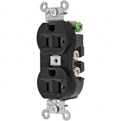 Hubbell Wiring Device-Kellems - 125V 20A NEMA 5-20R Industrial Grade Black Straight Blade Duplex Receptacle - Apex Tool & Supply