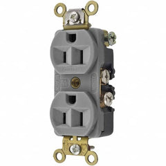 Hubbell Wiring Device-Kellems - 125V 15A NEMA 5-15R Industrial Grade Gray Straight Blade Duplex Receptacle - Apex Tool & Supply