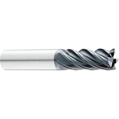 SGS - 3/8" Diam, Variable Pitch, 1/2" LOC, 5 Flute Solid Carbide Roughing Corner Radius End Mill - Apex Tool & Supply