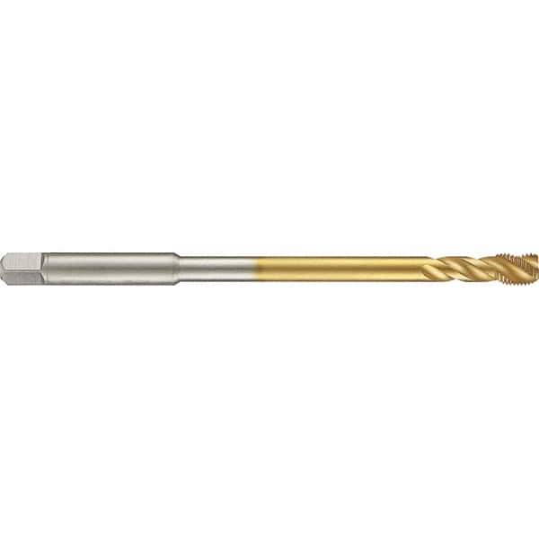 Guhring - 3/8-16 UNC 3 Flute 2B Modified Bottoming Spiral Flute Tap - High Speed Steel, TiN Finish, 6" OAL, Right Hand Flute, Right Hand Thread, H5/H6, Series 4287 - Apex Tool & Supply