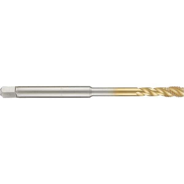 Guhring - 10-32 UNF 3 Flute 2B Modified Bottoming Spiral Flute Tap - High Speed Steel, TiN Finish, 4" OAL, Right Hand Flute, Right Hand Thread, H3/H4, Series 4284 - Apex Tool & Supply