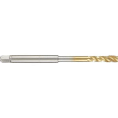 Guhring - 10-32 UNF 3 Flute 2B Modified Bottoming Spiral Flute Tap - High Speed Steel, TiN Finish, 4" OAL, Right Hand Flute, Right Hand Thread, H3/H4, Series 4284 - Apex Tool & Supply
