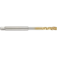 Guhring - 6-32 UNC 3 Flute 2B Modified Bottoming Spiral Flute Tap - High Speed Steel, TiN Finish, 4" OAL, Right Hand Flute, Right Hand Thread, H3/H4, Series 4283 - Apex Tool & Supply