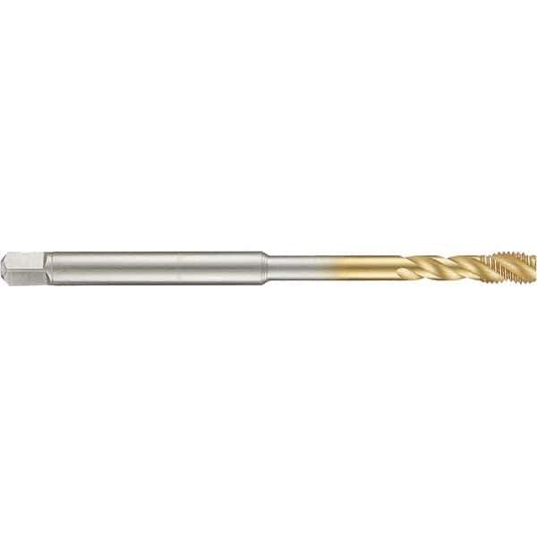Guhring - 4-40 UNC 3 Flute 2B Modified Bottoming Spiral Flute Tap - High Speed Steel, TiN Finish, 4" OAL, Right Hand Flute, Right Hand Thread, H2/H3, Series 4283 - Exact Industrial Supply
