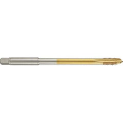 Guhring - 7/16-14 UNC 3 Flute 2B Plug Spiral Point Tap - High Speed Steel, TiN Finish, 6" OAL, Right Hand Thread, H5/H6, Series 4285 - Exact Industrial Supply