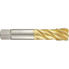 Guhring - 1-8 UNF 4 Flute 2B Modified Bottoming Spiral Flute Tap - High Speed Steel, TiN Finish, 6.2992" OAL, Right Hand Flute, Right Hand Thread, H6, Series 4289 - Apex Tool & Supply