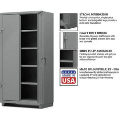 Strong Hold - 4 Shelf Locking Storage Cabinet - Steel, 36" Wide x 24" Deep x 75" High, Medium Gray - Apex Tool & Supply