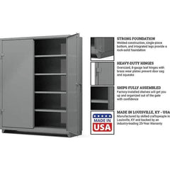 Strong Hold - 4 Shelf Locking Storage Cabinet - Steel, 60" Wide x 24" Deep x 75" High, Medium Gray - Apex Tool & Supply