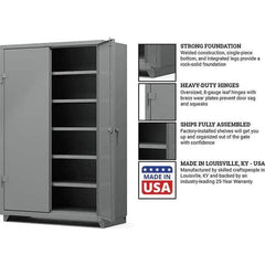 Strong Hold - 5 Shelf Locking Storage Cabinet - Steel, 48" Wide x 24" Deep x 75" High, Medium Gray - Apex Tool & Supply