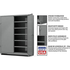 Strong Hold - 5 Shelf Locking Storage Cabinet - Steel, 60" Wide x 24" Deep x 75" High, Medium Gray - Apex Tool & Supply