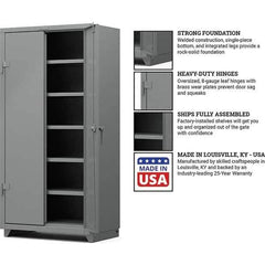 Strong Hold - 5 Shelf Locking Storage Cabinet - Steel, 36" Wide x 24" Deep x 75" High, Medium Gray - Apex Tool & Supply