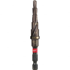 Milwaukee Tool - 6 Hole Sizes, 1/8 to 1/2" Hole Diam Steel Rapid Strike Tip Step Drill Bit - Apex Tool & Supply