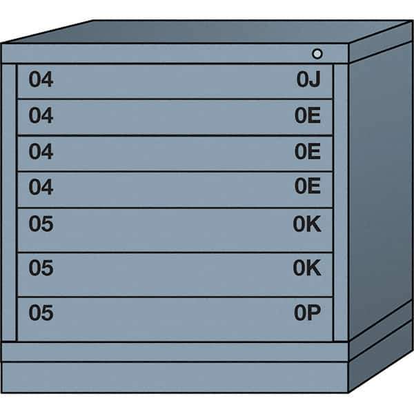 Lyon - 7 Drawer, Standard Table Height - Multiple Drawer Access Cabinet - Steel, 30" Wide x 28-1/4" Deep x 30-1/8" High, Dove Gray - Apex Tool & Supply