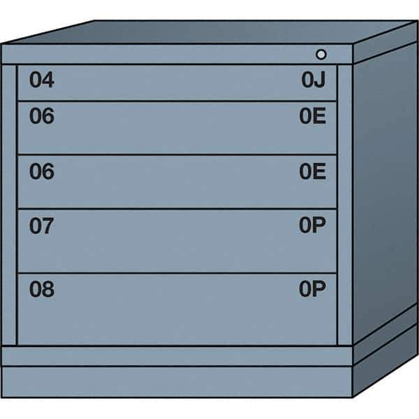 Lyon - 5 Drawer, Standard Table Height - Single Drawer Access Cabinet - Steel, 30" Wide x 28-1/4" Deep x 30-1/8" High, Dove Gray - Apex Tool & Supply