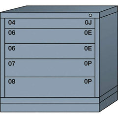 Lyon - 5 Drawer, Standard Table Height - Single Drawer Access Cabinet - Steel, 30" Wide x 28-1/4" Deep x 30-1/8" High, Dove Gray - Apex Tool & Supply