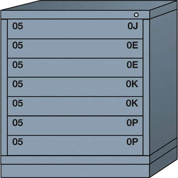Lyon - 7 Drawer, Standard Bench Height - Multiple Drawer Access Cabinet - Steel, 30" Wide x 28-1/4" Deep x 33-1/4" High, Dove Gray - Apex Tool & Supply