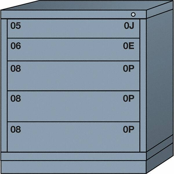 Lyon - 5 Drawer, Standard Bench Height - Single Drawer Access Cabinet - Steel, 30" Wide x 28-1/4" Deep x 33-1/4" High, Dove Gray - Apex Tool & Supply