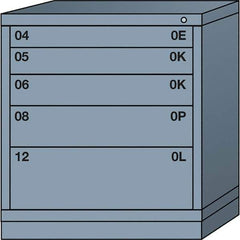Lyon - 5 Drawer, Standard Bench Height - Multiple Drawer Access Cabinet - Steel, 30" Wide x 28-1/4" Deep x 33-1/4" High, Dove Gray - Apex Tool & Supply