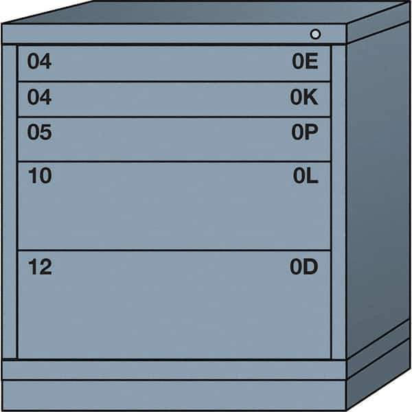 Lyon - 5 Drawer, Standard Bench Height - Multiple Drawer Access Cabinet - Steel, 30" Wide x 28-1/4" Deep x 33-1/4" High, Dove Gray - Apex Tool & Supply
