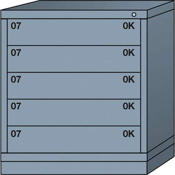 Lyon - 5 Drawer, Standard Bench Height - Single Drawer Access Cabinet - Steel, 30" Wide x 28-1/4" Deep x 33-1/4" High, Dove Gray - Apex Tool & Supply