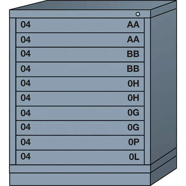 Lyon - 10 Drawer, Standard Mid-Range - Multiple Drawer Access Cabinet - Steel, 30" Wide x 28-1/4" Deep x 37-15/79" High, Dove Gray - Apex Tool & Supply