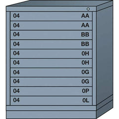 Lyon - 10 Drawer, Standard Mid-Range - Single Drawer Access Cabinet - Steel, 30" Wide x 28-1/4" Deep x 37-15/79" High, Dove Gray - Apex Tool & Supply
