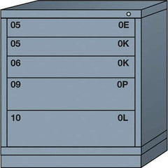 Lyon - 5 Drawer, Standard Bench Height - Single Drawer Access Cabinet - Steel, 30" Wide x 28-1/4" Deep x 33-1/4" High, Dove Gray - Apex Tool & Supply