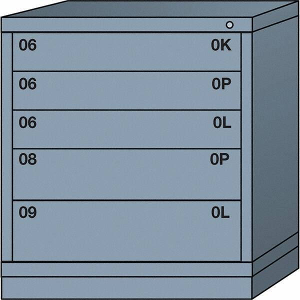 Lyon - 5 Drawer, Standard Bench Height - Multiple Drawer Access Cabinet - Steel, 30" Wide x 28-1/4" Deep x 33-1/4" High, Dove Gray - Apex Tool & Supply