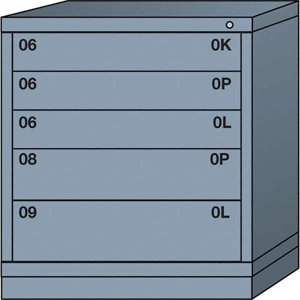 Lyon - 5 Drawer, Standard Bench Height - Single Drawer Access Cabinet - Steel, 30" Wide x 28-1/4" Deep x 33-1/4" High, Dove Gray - Apex Tool & Supply