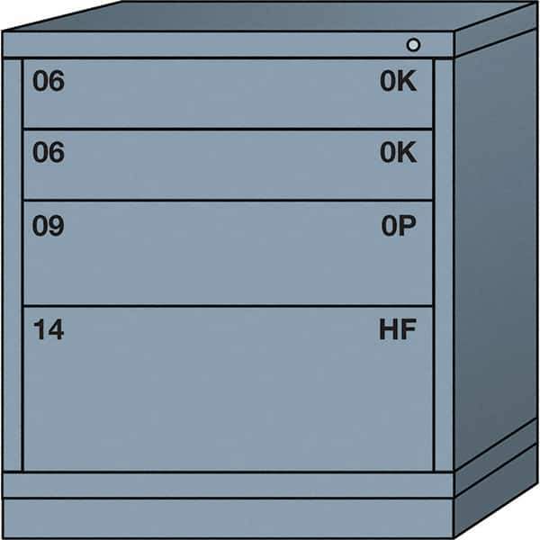 Lyon - 4 Drawer, Standard Bench Height - Single Drawer Access Cabinet - Steel, 30" Wide x 28-1/4" Deep x 33-1/4" High, Dove Gray - Apex Tool & Supply