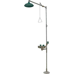 Haws - 25 GPM shower Flow, Drench shower & Eyewash Station - Bowl, Push Flag Activated, Galvanized Steel Pipe, Plastic Shower Head, Corrosion Resistant - Apex Tool & Supply