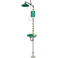 Haws - 23.7 GPM shower Flow, Drench shower, Eye & Face Wash Station - Bowl with Hinged Dust Cover, Triangular Pull Rod & Push Flag Activated, Galvanized Steel Pipe, Plastic Shower Head, Inverted Flow - Apex Tool & Supply
