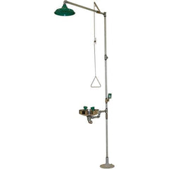 Haws - 25 GPM shower Flow, Drench shower, Eye & Face Wash Station - Bowl, Push Flag Activated, Galvanized Steel Pipe, Plastic Shower Head, Wheelchair Accessible - Apex Tool & Supply