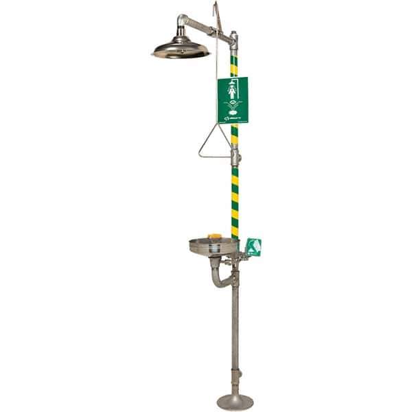 Haws - 23.7 GPM shower Flow, Drench shower, Eye & Face Wash Station - Bowl, Triangular Pull Rod, Push Handle & Foot Pedal Activated, Stainless Steel Pipe, Stainless Steel Shower Head, Corrosion Resistant - Apex Tool & Supply