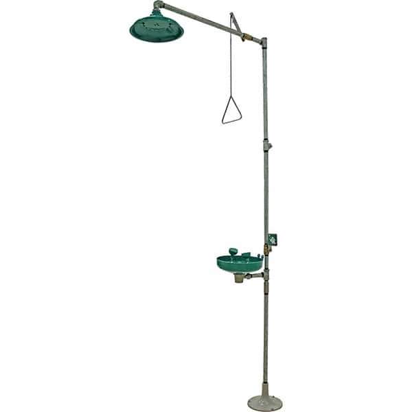 Haws - 25 GPM shower Flow, Drench shower & Eyewash Station - Bowl, Push Flag Activated, Galvanized Steel Pipe, Plastic Shower Head - Apex Tool & Supply