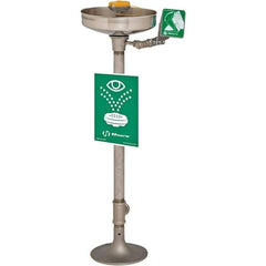 Haws - 15" Wide x 40" High, Pedestal Mount, Stainless Steel Bowl, Eye & Face Wash Station - 11" Inlet, 3.7 GPM Flow Rate - Apex Tool & Supply