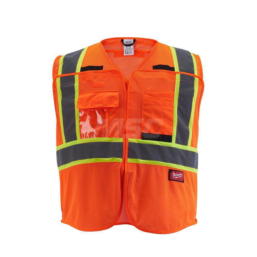 High Visibility Vest: Large & X-Large Orange, Zipper Closure