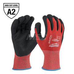 Cut, Puncture & Abrasive-Resistant Gloves: Size S, ANSI Cut A2, ANSI Puncture 0, Nitrile, Nylon Red, Palm & Fingers Coated, Nitrile Lined, Nylon Back, Smooth Grip, ANSI Abrasion 0