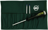 4 Piece - ESD Safe Interchangeable Blade Set Includes ESD Safe Handle - #10891 - Slotted 3; 4; 6 and Phillips #0; 1 & 2 Blades in Canvas Pouch - Apex Tool & Supply