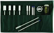 11 Piece - ESD Safe Interchangeable Blade Set - #10895 - Slotted 3.0-6.0; Phillips #0-2 & Inch 3/16-1/2" Nut Drivers In Canvas Pouch - Apex Tool & Supply